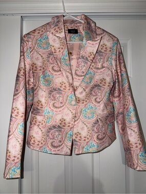 VICI Pink Paisley Tailored Blazer with Blue Accents